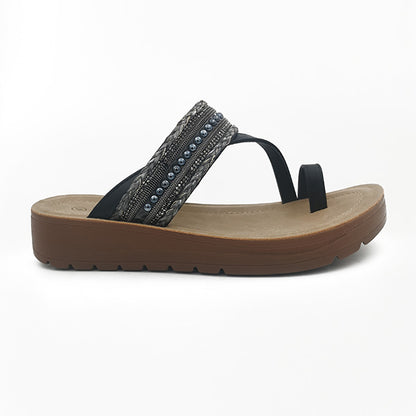 Low Wedge Sandal With Toe Piece - 1224