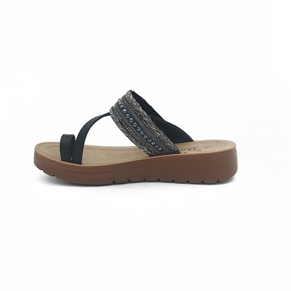 Low Wedge Sandal With Toe Piece - 1224