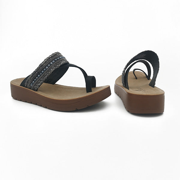Low Wedge Sandal With Toe Piece - 1224