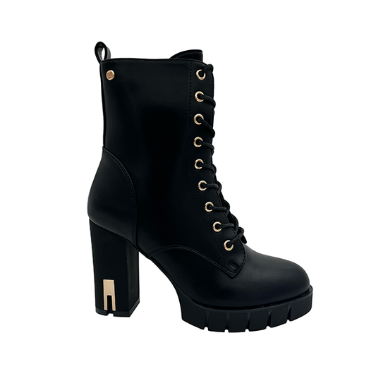 High Heel Ankle Boot With Front Lace Up - 1281