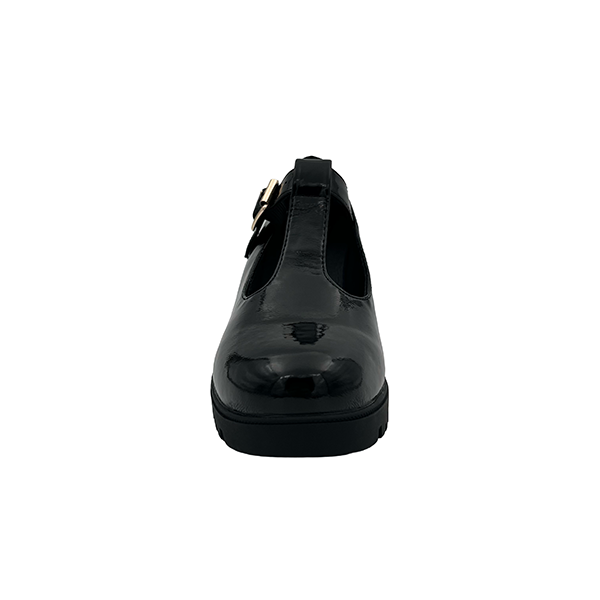 Medium High Heel Crushed Patent T bar Shoe - 1282
