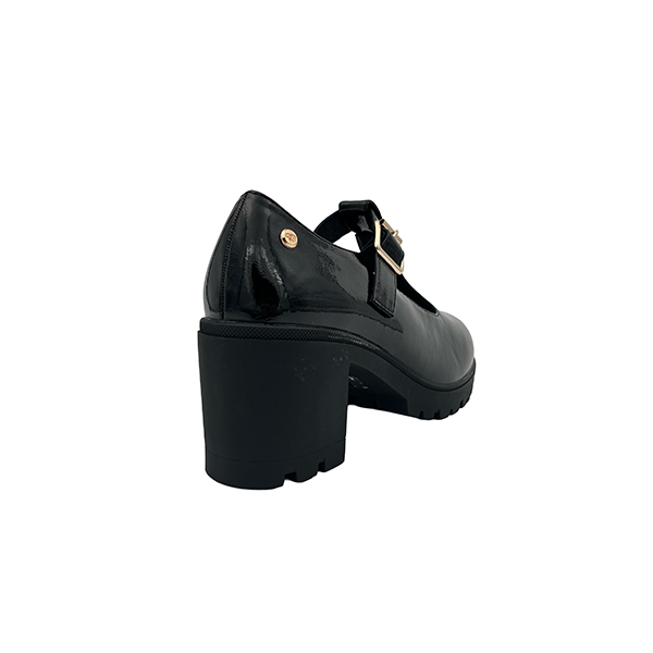 Medium High Heel Crushed Patent T bar Shoe - 1282
