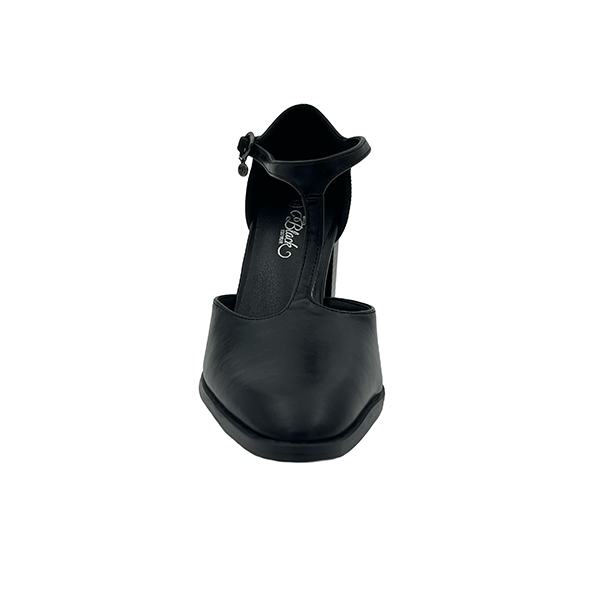 High Block Heel T-Bar Pointy Court - 1283