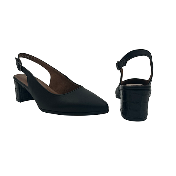 Leather Medium Heel Pointy Court - 1289