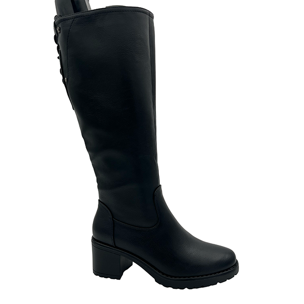 Medium Heel Long Boot With Back Zip - 1291