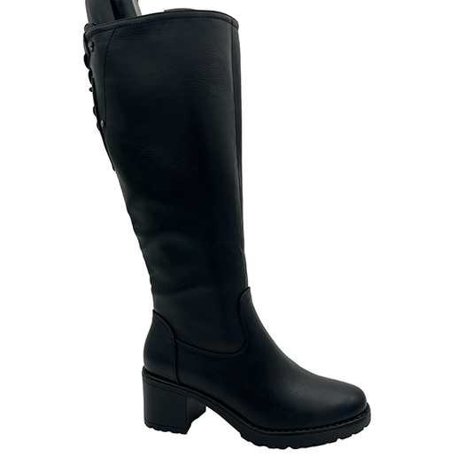 Medium Heel Long Boot With Back Zip - 1291