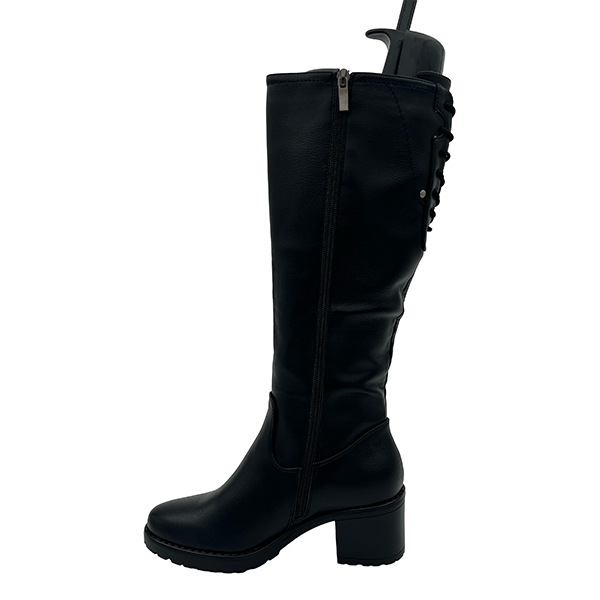 Medium Heel Long Boot With Back Zip - 1291