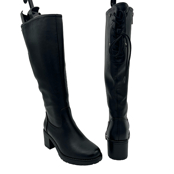 Medium Heel Long Boot With Back Zip - 1291
