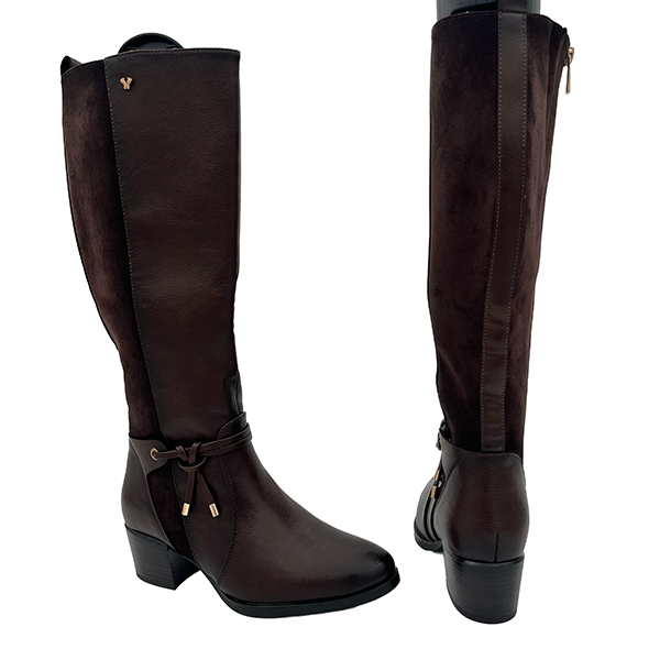 Medium Heel Long Boot Two Tone - 1294