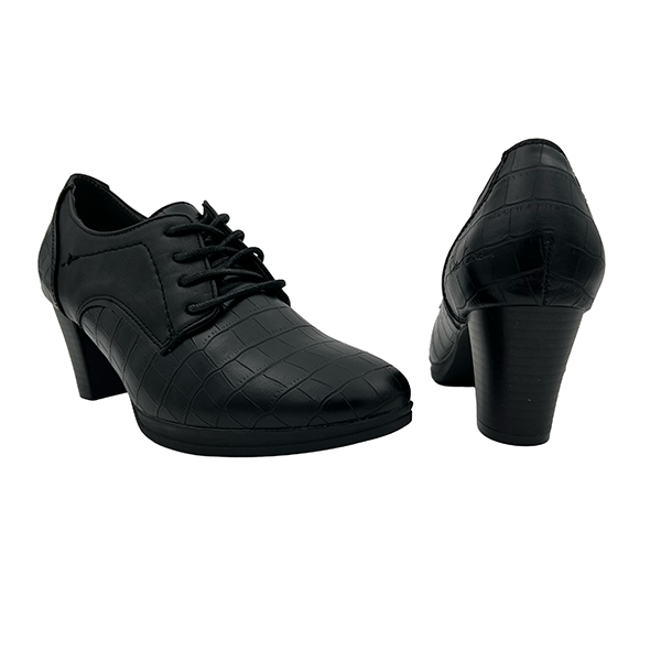 Lace Up Medium Heel Court - 1308