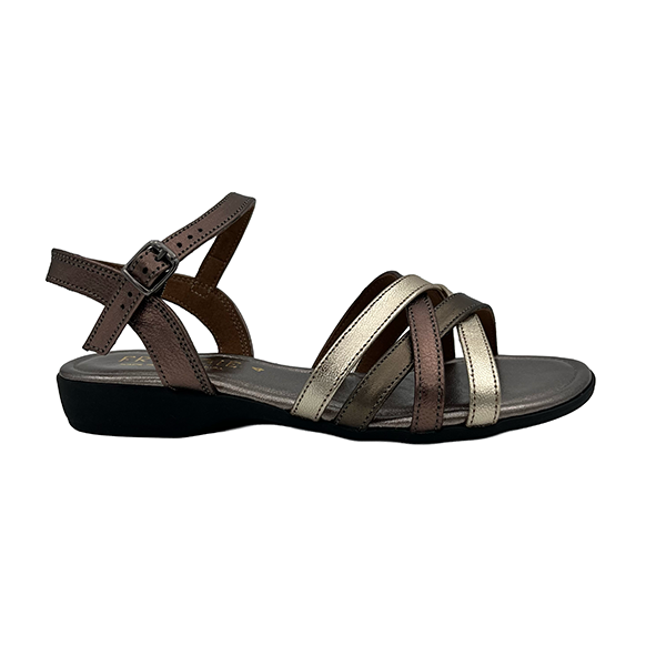 Low Wedge Leather Strappy Sandal - 1340