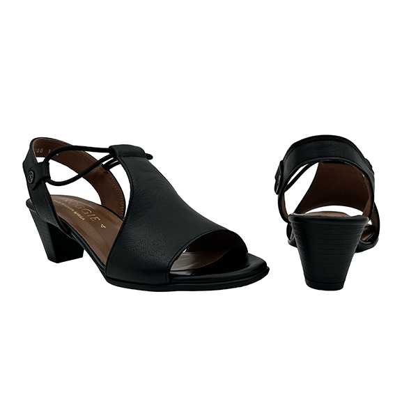 Leather Mid Heel Open Toe sandal - 1371