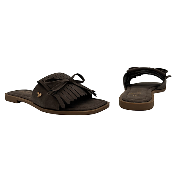 Slip On Sandal Fringe And Bow - 1376