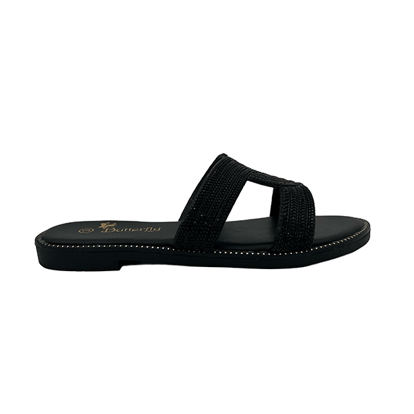 Slip On Sandal With Stones On Vamp - 1377