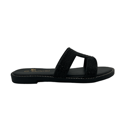 Slip On Sandal With Stones On Vamp - 1377