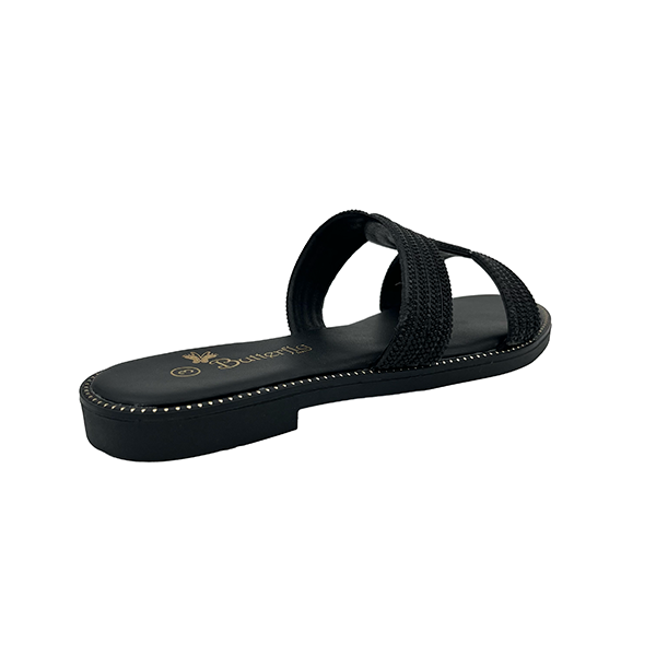 Slip On Sandal With Stones On Vamp - 1377