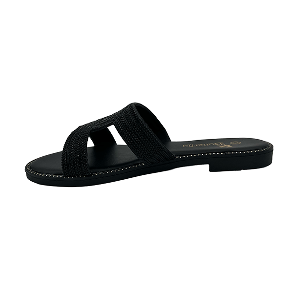 Slip On Sandal With Stones On Vamp - 1377