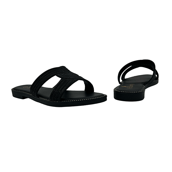 Slip On Sandal With Stones On Vamp - 1377