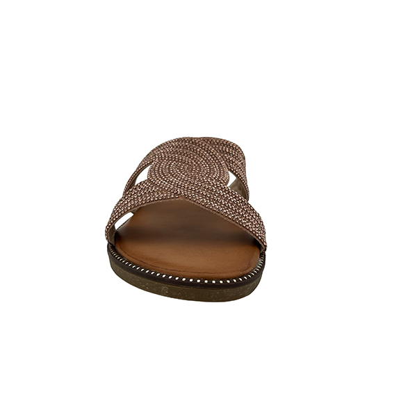 Slip On Sandal With Stones On Vamp - 1377