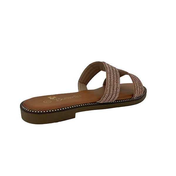 Slip On Sandal With Stones On Vamp - 1377