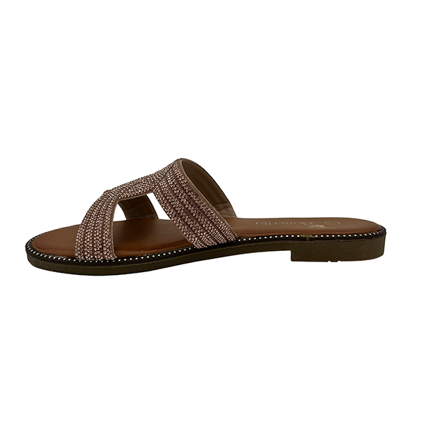 Slip On Sandal With Stones On Vamp - 1377