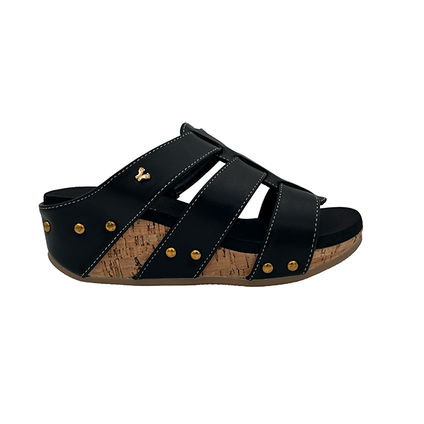 Slip On Sandal On Medium Cork Wedge - 1380