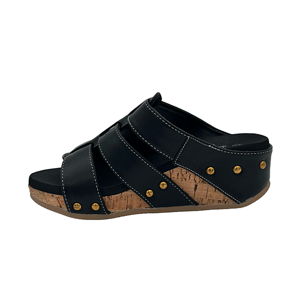Slip On Sandal On Medium Cork Wedge - 1380