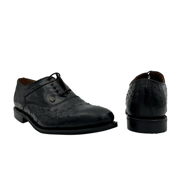 Leather Ostrich And Patent Combo Formal Shoe - 1386