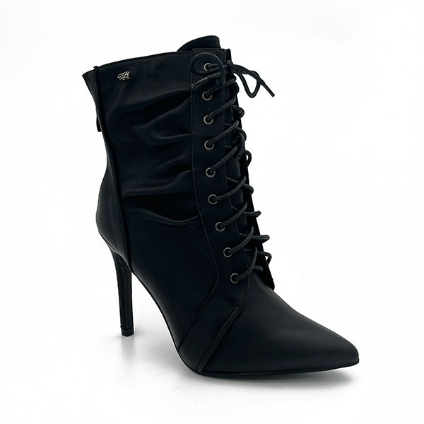 High Heel Front Lace Up Ankle Boot - 0652