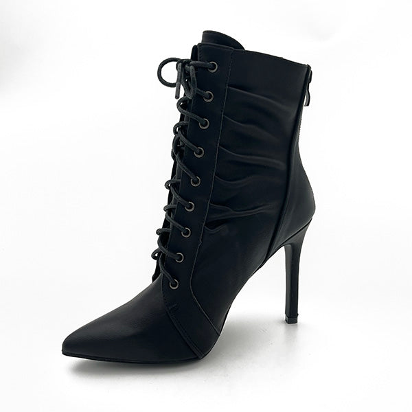 High Heel Front Lace Up Ankle Boot - 0652