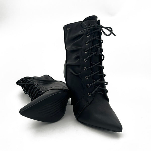 High Heel Front Lace Up Ankle Boot - 0652