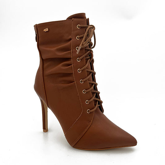 High Heel Front Lace Up Ankle Boot - 0652